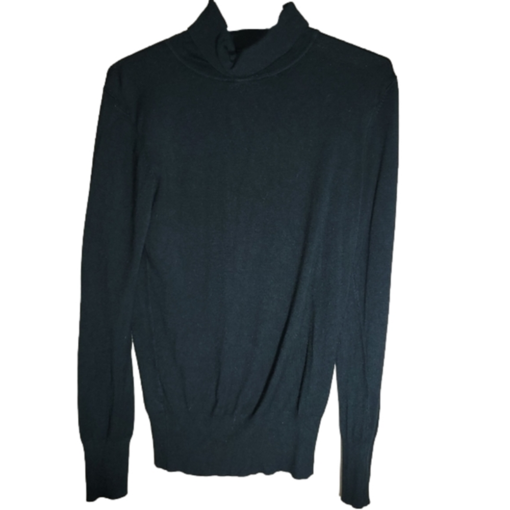 Long Tall Sally small tall dark green turtle neck knit lightweight sweater